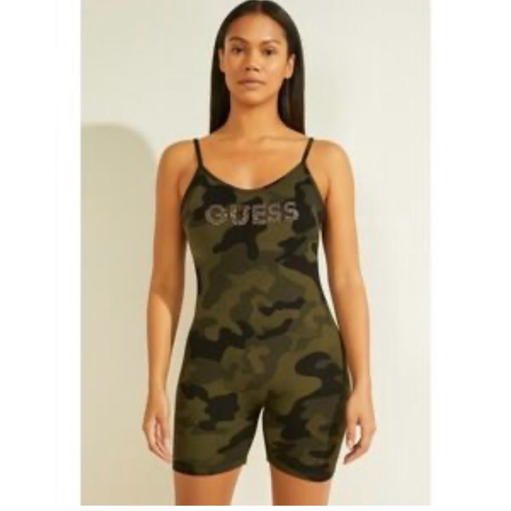 Guess Green and Black Camouflage Bodysuit
